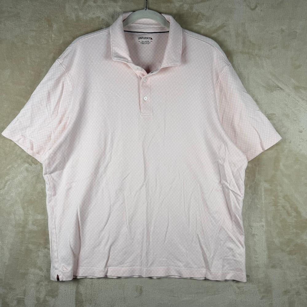 UNTUCKit Tayo Polo Shirt Mens XXL Pink Geometric Print Cotton Short Sleeve 40917